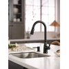 image:imageMoen Nolia Chrome OneHandle PreRinse Spring Kitchen Faucet with Pull Down Sprayer Single Hole Kitchen Sink Faucet with Soap Dispenser 87886Matte Black