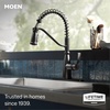 image:imageMoen Nolia Chrome OneHandle PreRinse Spring Kitchen Faucet with Pull Down Sprayer Single Hole Kitchen Sink Faucet with Soap Dispenser 87886Matte Black
