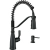 image:imageMoen Nolia Chrome OneHandle PreRinse Spring Kitchen Faucet with Pull Down Sprayer Single Hole Kitchen Sink Faucet with Soap Dispenser 87886Matte Black