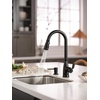 image:imageMoen Nolia Chrome OneHandle PreRinse Spring Kitchen Faucet with Pull Down Sprayer Single Hole Kitchen Sink Faucet with Soap Dispenser 87886Matte Black
