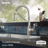 image:imageMoen Nolia Chrome OneHandle PreRinse Spring Kitchen Faucet with Pull Down Sprayer Single Hole Kitchen Sink Faucet with Soap Dispenser 87886Spot Resist Stainless