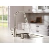 image:imageMoen Nolia Chrome OneHandle PreRinse Spring Kitchen Faucet with Pull Down Sprayer Single Hole Kitchen Sink Faucet with Soap Dispenser 87886Spot Resist Stainless
