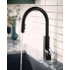 image:imageMoen S72308 STO OneHandle High Arc Pulldown Kitchen Faucet with Power Clean ChromeMatte BlackChrome