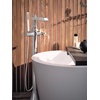 image:imageMoen S931 Flara OneHandle Freestanding Floor Mount Tub Filler with Handshower ChromePolished Nickel