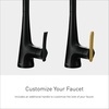 image:imageMoen Sinema Matte Black Touchless High Arc Pulldown Kitchen Faucet with Sprayer Wave Motion Sensor Accent Handle Included S5235EWBL