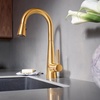 image:imageMoen Sleek Brushed Gold OneHandle High Arc Pulldown Modern Bar Faucet 7664BG