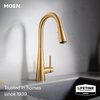 image:imageMoen Sleek Chrome Pulldown Kitchen Faucet Featuring Pull Down Sprayer with Power Boost High Arc Modern Kitchen Faucet OneHandle Easy Installation 7864Brushed Gold
