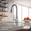 image:imageMoen Sleek Matte Black Pulldown Kitchen Faucet Featuring Pull Down Sprayer with Power Boost High Arc Modern Kitchen Faucet OneHandle Easy Installation 7864BLChrome