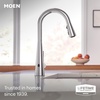 image:imageMoen Sleek Spot Resist Black Stainelss Motionsense Wave Sensor Touchless OneHandle High Arc Pulldown Modern Kitchen Faucet Featuring Power Clean 7864EWBLSChrome