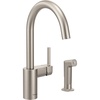 image:imageMoen 7165 Align OneHandle HighArc Modern Kitchen Faucet with Side Spray ChromeSpot Resist Stainless