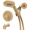 image:imageMoen 82775BL Beric SingleHandle Tub and Shower Faucet with Handshower and Metal Hose Valve Included IPS Tub Spout Matte BlackBronzed Gold
