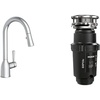 image:imageMoen 87233 Adler Chrome OneHandle High Arc Kitchen Sink Faucet with Pull Down Sprayer Bundle with Moen GXP33C Lite Series PRO Black 13 HP Continuous Feed Garbage Disposal13 HP