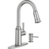 image:imageMoen 87731SRS Glenshire OneHandle High Arc Pulldown Kitchen Faucet with Soap Dispenser Spot Resist Stainless