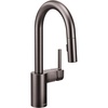 image:imageMoen Align Spot Resist Stainless OneHandle Modern Pulldown Bar Faucet with Power Clean and Reflex Docking System 5965SRSBlack Stainless