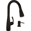 image:imageMoen Essie Mediterranean Bronze MotionSense Wave OneHandle Touchless Kitchen Faucet with Pulldown Sprayer and Soap Dispenser 87014EWBRB