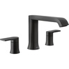 image:imageMoen Genta LX TwoHandle Deck Mounted Roman Tub Faucet Widespread Modern Bathtub Set for Soaking Tub Valve Required Brushed Nickel T908BNMatte Black