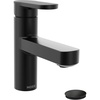 image:imageMoen Laris Chrome OneHandle Single Hole Modern Bathroom Sink Faucet with Optional Deckplate and Spring Loaded Drain Assembly 84014Matte Black