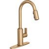 image:imageMoen Meena One Handle Kitchen Faucet with Pull Down Sprayer High Arc Kitchen Sink Faucet Featuring Reflex System and Duralock Quick Connect Spot Resist Stainless 87270SRSBronzed Gold
