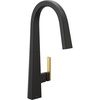image:imageMoen Nio Matte Black OneHandle Pulldown Kitchen Faucet with Power Clean Accent Handle Included for Customizing S75005BLMatte Black
