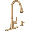 image:imageMoen Nolia Chrome OneHandle PreRinse Spring Kitchen Faucet with Pull Down Sprayer Single Hole Kitchen Sink Faucet with Soap Dispenser 87886Bronzed Gold