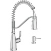image:imageMoen Nolia Chrome OneHandle PreRinse Spring Kitchen Faucet with Pull Down Sprayer Single Hole Kitchen Sink Faucet with Soap Dispenser 87886Chrome