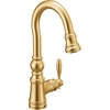 image:imageMoen S53004ORB Weymouth Shepherds Hook Pulldown Kitchen Bar Faucet Featuring Metal Wand with Power Clean OilRubbed BronzeBrushed Gold