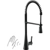 image:imageMoen Sinema Matte Black Touchless High Arc Pulldown Kitchen Faucet with Sprayer Wave Motion Sensor Accent Handle Included S5235EWBL