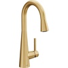 image:imageMoen Sleek Brushed Gold OneHandle High Arc Pulldown Modern Bar Faucet 7664BG