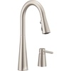 image:imageMoen Sleek Spot Resist Stainless OneHandle High Arc Kitchen Faucet with InDeck Handle for 2Hole Sink Setups 7871SRSSpot Resist Stainless