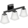 image:imageMoen Voss Matte Black 3Light DualMount Bath Bathroom Vanity Light Fixture with Frosted Glass YB5163BL