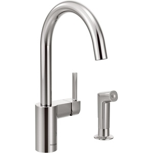 image:imageMoen 7165 Align OneHandle HighArc Modern Kitchen Faucet with Side Spray ChromeChrome