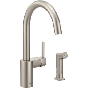 image:imageMoen 7165 Align OneHandle HighArc Modern Kitchen Faucet with Side Spray ChromeSpot Resist Stainless