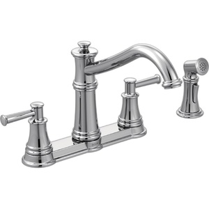 image:imageMoen 7255ORB Belfield Traditional Two Handle High Arc Kitchen Faucet with Side Spray Oil Rubbed BronzeChrome