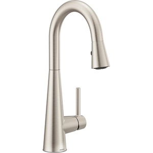 image:imageMoen 7664BLS Sleek OneHandle High Arc Pulldown Bar Faucet Black StainlessSpot Resist Stainless
