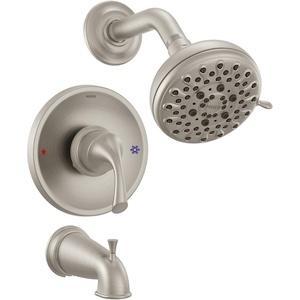 image:imageMoen 82115BL Idora SingleHandle PosiTemp Tub and Shower Faucet with Valve Included Matte Black PressureBalancing Shower System with Showerhead and IPS Tub SpoutSpot Resist Brushed Nickel
