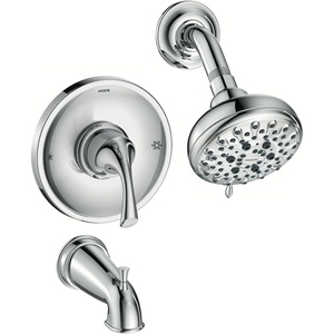 image:imageMoen 82115BL Idora SingleHandle PosiTemp Tub and Shower Faucet with Valve Included Matte Black PressureBalancing Shower System with Showerhead and IPS Tub SpoutChrome