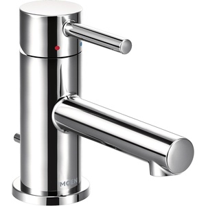 image:imageMoen Align Chrome OneHandle Single Hole Low Profile Modern Bathroom Faucet with Drain Assembly 6191Chrome