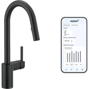 image:imageMoen Align Matte Black Modern Smart Touchless Kitchen Faucet with Pull Down Sprayer Voice Control and Power Boost 7565EVBL