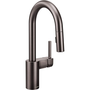 image:imageMoen Align Spot Resist Stainless OneHandle Modern Pulldown Bar Faucet with Power Clean and Reflex Docking System 5965SRSBlack Stainless