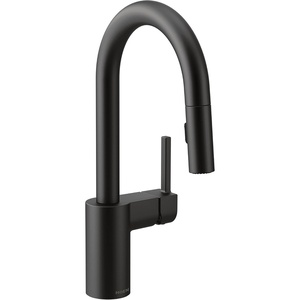 image:imageMoen Align Spot Resist Stainless OneHandle Modern Pulldown Bar Faucet with Power Clean and Reflex Docking System 5965SRSMatte Black