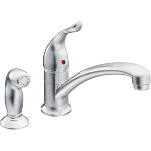image:imageMoen Chrome Chateau OneHandle Low Arc Kitchen Faucet with Pull Out Side Sprayer 7437Value not found