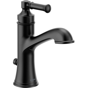 image:imageMoen Dartmoor Matte Black Single Handle Bathroom Sink Faucet with Optional Deckplate 6803BLMatte Black