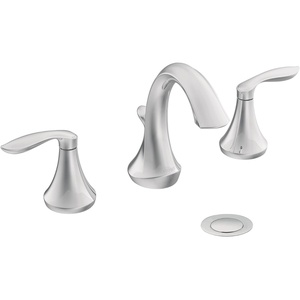 image:imageMoen Eva Brushed Nickel TwoHandle High Arc Widespread Bathroom Sink Faucet for 3Hole Setups with Valve Included TV6420BNChrome