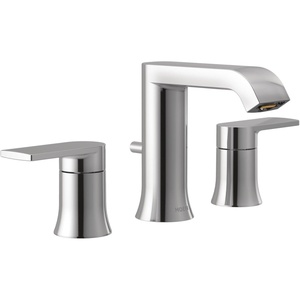 image:imageMoen Genta Chrome TwoHandle Widespread Modern Bathroom Faucet with Drain Assembly Bathroom Sink Faucet 3Hole Application Valve Required T6708Chrome