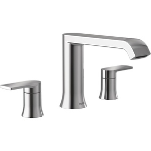 image:imageMoen Genta LX TwoHandle Deck Mounted Roman Tub Faucet Widespread Modern Bathtub Set for Soaking Tub Valve Required Brushed Nickel T908BNChrome
