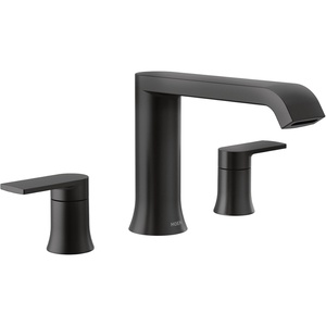 image:imageMoen Genta LX TwoHandle Deck Mounted Roman Tub Faucet Widespread Modern Bathtub Set for Soaking Tub Valve Required Brushed Nickel T908BNMatte Black