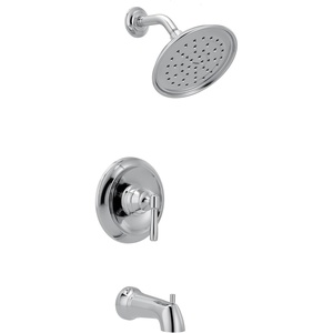 image:imageMoen Halle Spot Resist Brushed Nickel Tub and Shower Trim Kit Featuring Showerhead Lever Handle and Tub Spout with PosiTemp Valve Included 82970SRNChrome