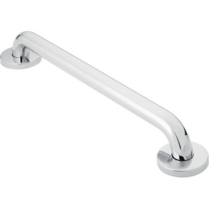 image:imageMoen Home Care Bathroom Safety 24 Inch Stainless Steel Handicap Grab Bar for Bathtub and Shower Slip Resistant Peened Texture Elderly Assistance Product Polished Brass R8724PPolished Stainless