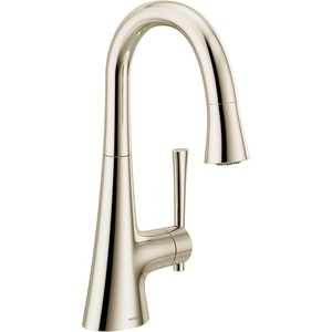 image:imageMoen Kurv Collection Chrome OneHandle Pulldown Bar Faucet with Power Clean Featuring Reflex 6126Polished Nickel