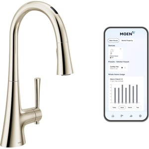 image:imageMoen Kurv Polished Nickel Pulldown Kitchen Faucet Featuring Power Boost and Reflex Transitional Kitchen Faucet OneHandle Easy Installation 9126NLPolished Nickel